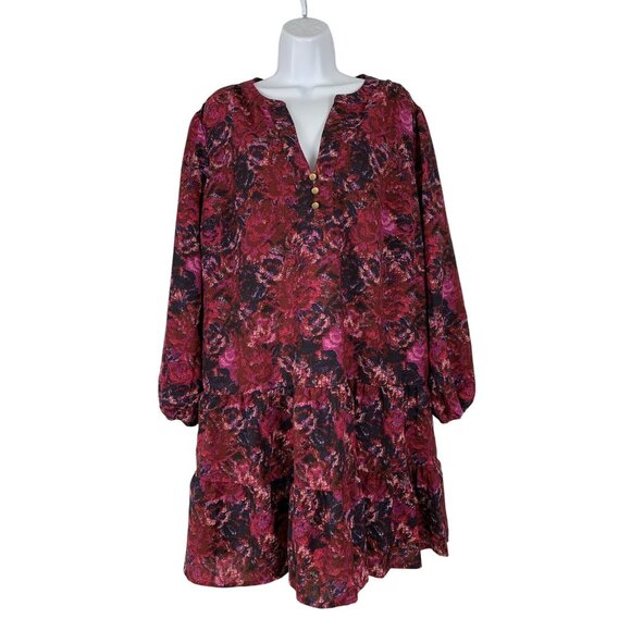 Time And Tru Womens Long Sleeves Floral Ruffle Dress Size XL - Picture 1 of 7